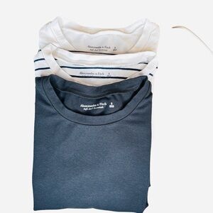 Abercrombie & Fitch White, Striped, and Black T-Shirt Trio Small